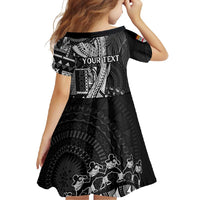 Fiji Rugby Personalised Bula Masi Family Matching Short Sleeve Bodycon Dress and Hawaiian Shirt Fish Tail Kaivity Cibi - Black LT7 - Polynesian Pride