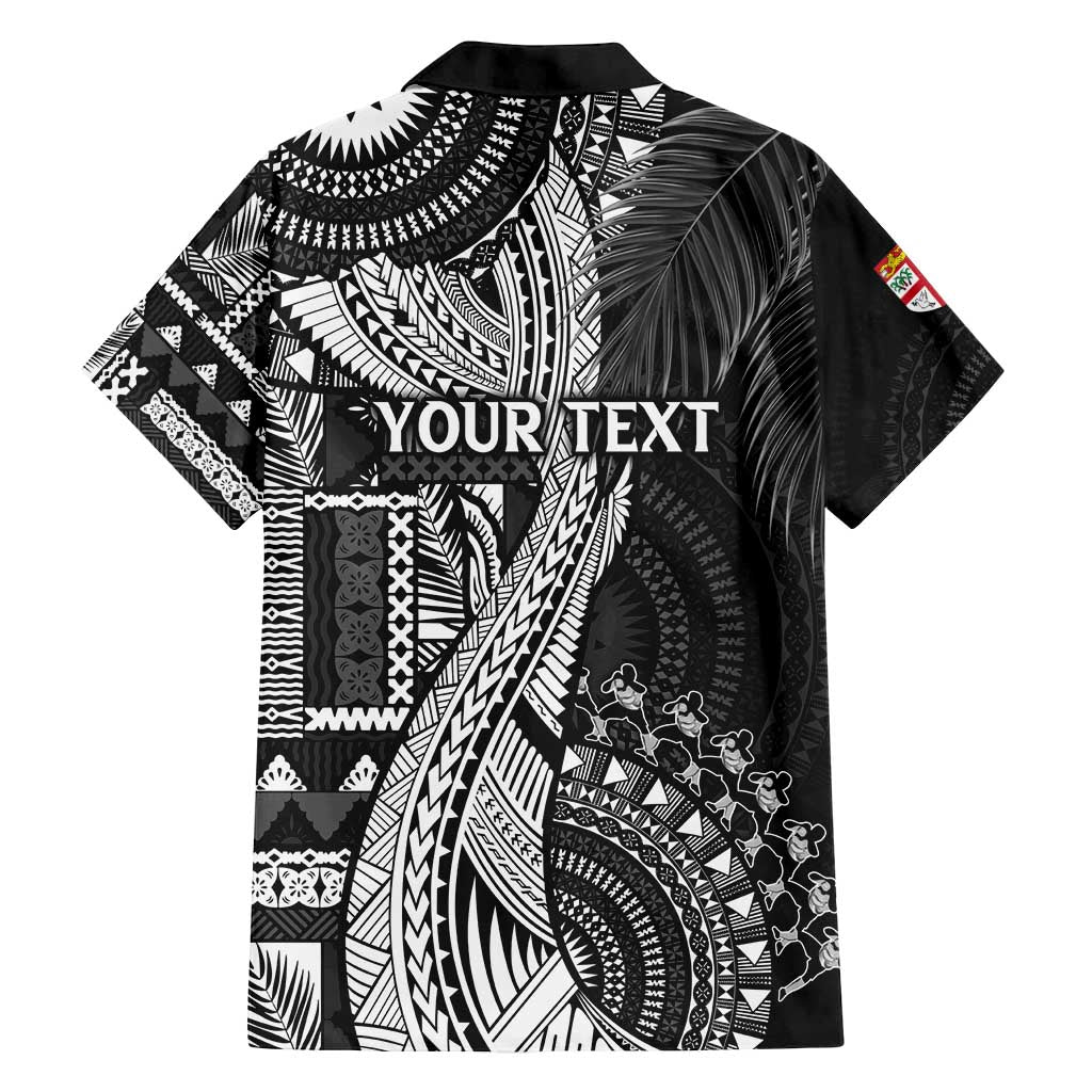 Fiji Rugby Personalised Bula Masi Family Matching Tank Maxi Dress and Hawaiian Shirt Fish Tail Kaivity Cibi - Black LT7 - Polynesian Pride