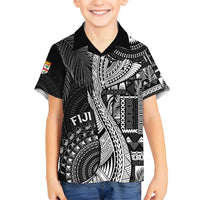 Fiji Rugby Personalised Bula Masi Family Matching Tank Maxi Dress and Hawaiian Shirt Fish Tail Kaivity Cibi - Black LT7 Son's Shirt Black - Polynesian Pride