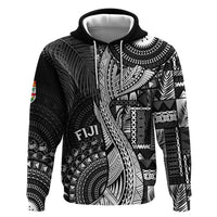 Fiji Rugby Personalised Bula Masi Hoodie Fish Tail Kaivity Cibi - Black LT7 Pullover Hoodie Black - Polynesian Pride