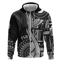 Fiji Rugby Personalised Bula Masi Hoodie Fish Tail Kaivity Cibi - Black LT7 Zip Hoodie Black - Polynesian Pride