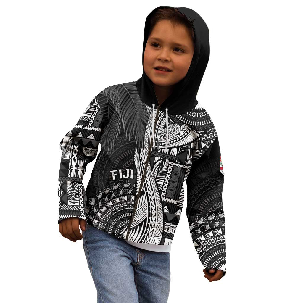 Fiji Rugby Personalised Bula Masi Kid Hoodie Fish Tail Kaivity Cibi - Black