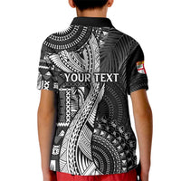 Fiji Rugby Personalised Bula Masi Kid Polo Shirt Fish Tail Kaivity Cibi - Black