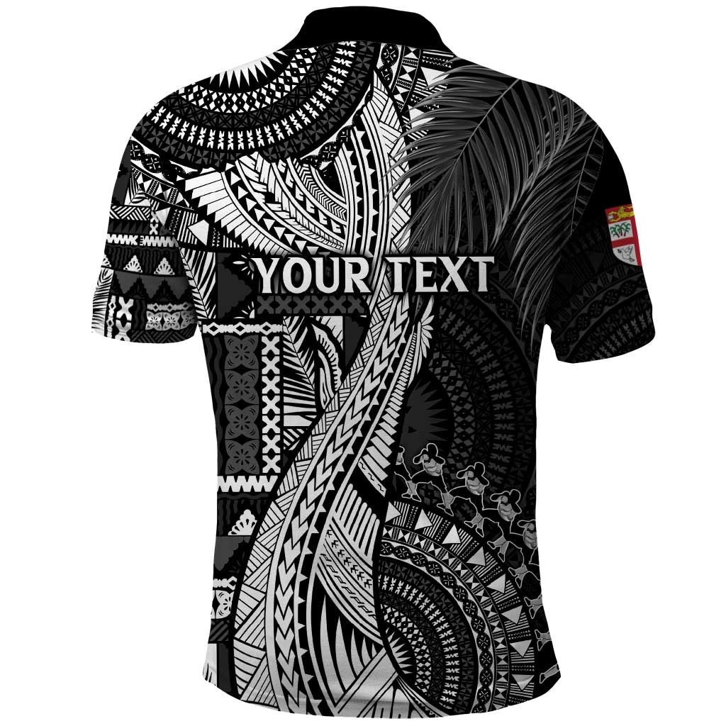 Fiji Rugby Personalised Bula Masi Polo Shirt Fish Tail Kaivity Cibi - Black