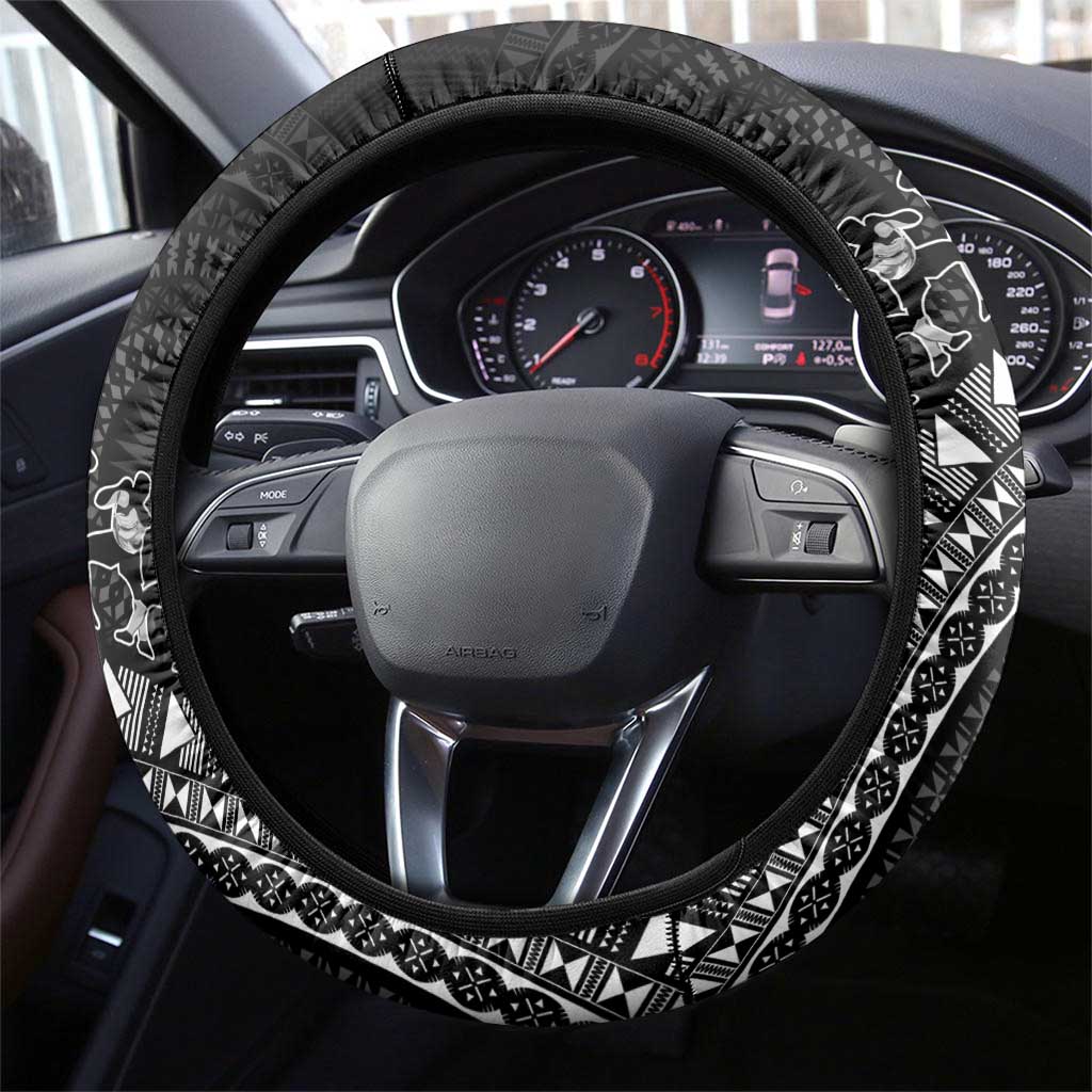 Fiji Rugby Bula Masi Steering Wheel Cover Fish Tail Kaivity Cibi - Black LT7 - Polynesian Pride