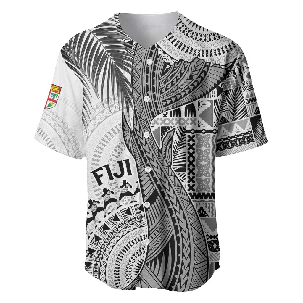 Fiji Rugby Personalised Bula Masi Baseball Jersey Fish Tail Kaivity Cibi - White LT7 White - Polynesian Pride