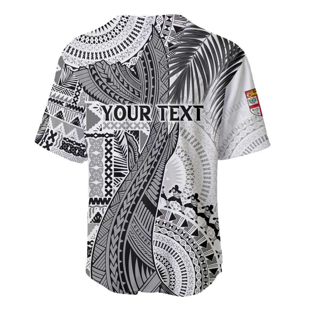 Fiji Rugby Personalised Bula Masi Baseball Jersey Fish Tail Kaivity Cibi - White LT7 - Polynesian Pride