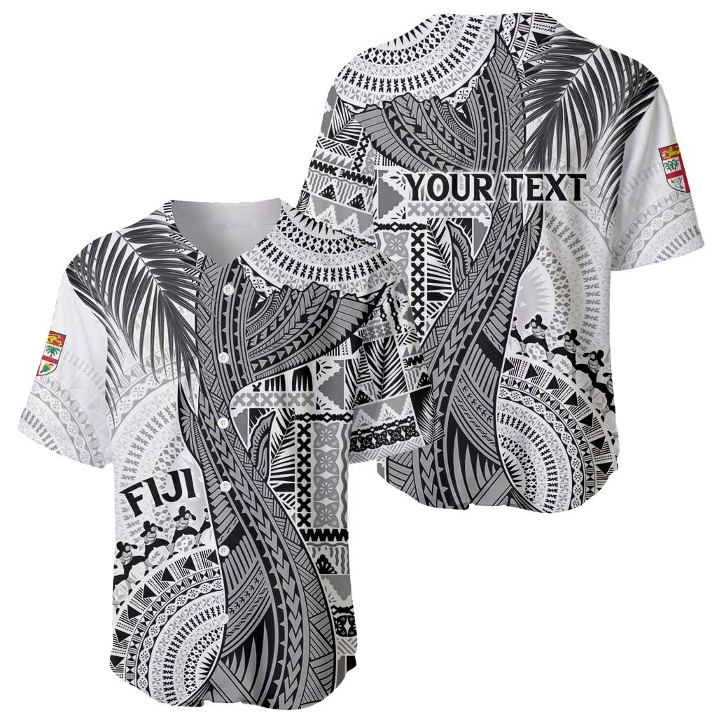 Fiji Rugby Personalised Bula Masi Baseball Jersey Fish Tail Kaivity Cibi - White LT7 - Polynesian Pride
