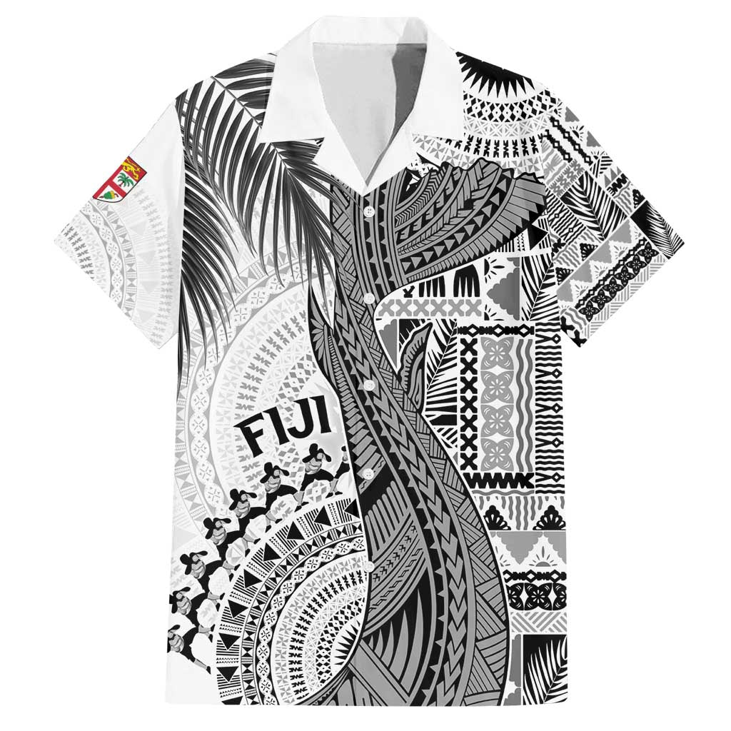 Fiji Rugby Personalised Bula Masi Family Matching Long Sleeve Bodycon Dress and Hawaiian Shirt Fish Tail Kaivity Cibi - White LT7 Dad's Shirt - Short Sleeve White - Polynesian Pride