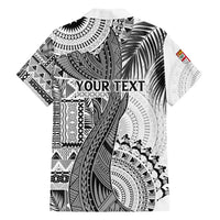 Fiji Rugby Personalised Bula Masi Family Matching Long Sleeve Bodycon Dress and Hawaiian Shirt Fish Tail Kaivity Cibi - White LT7 - Polynesian Pride