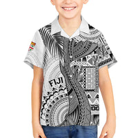 Fiji Rugby Personalised Bula Masi Family Matching Off Shoulder Maxi Dress and Hawaiian Shirt Fish Tail Kaivity Cibi - White