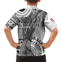 Fiji Rugby Personalised Bula Masi Family Matching Short Sleeve Bodycon Dress and Hawaiian Shirt Fish Tail Kaivity Cibi - White LT7 - Polynesian Pride