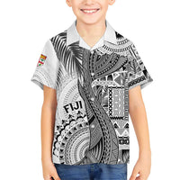 Fiji Rugby Personalised Bula Masi Family Matching Short Sleeve Bodycon Dress and Hawaiian Shirt Fish Tail Kaivity Cibi - White LT7 Son's Shirt White - Polynesian Pride
