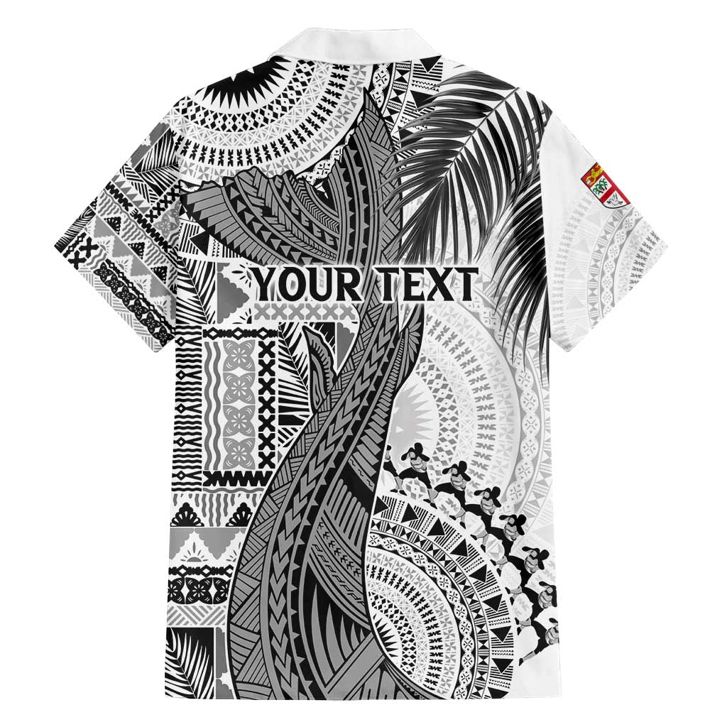 Fiji Rugby Personalised Bula Masi Family Matching Tank Maxi Dress and Hawaiian Shirt Fish Tail Kaivity Cibi - White LT7 - Polynesian Pride