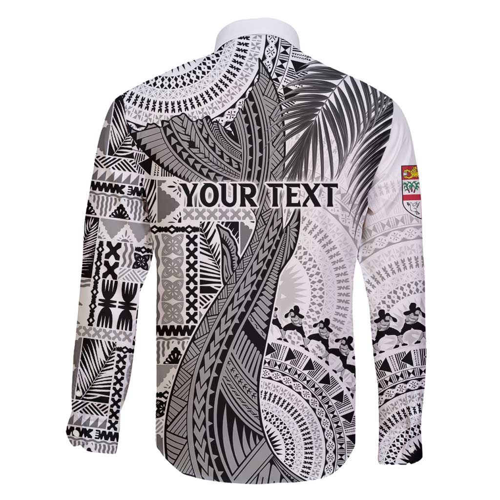 Fiji Rugby Personalised Bula Masi Family Matching Tank Maxi Dress and Hawaiian Shirt Fish Tail Kaivity Cibi - White LT7 - Polynesian Pride