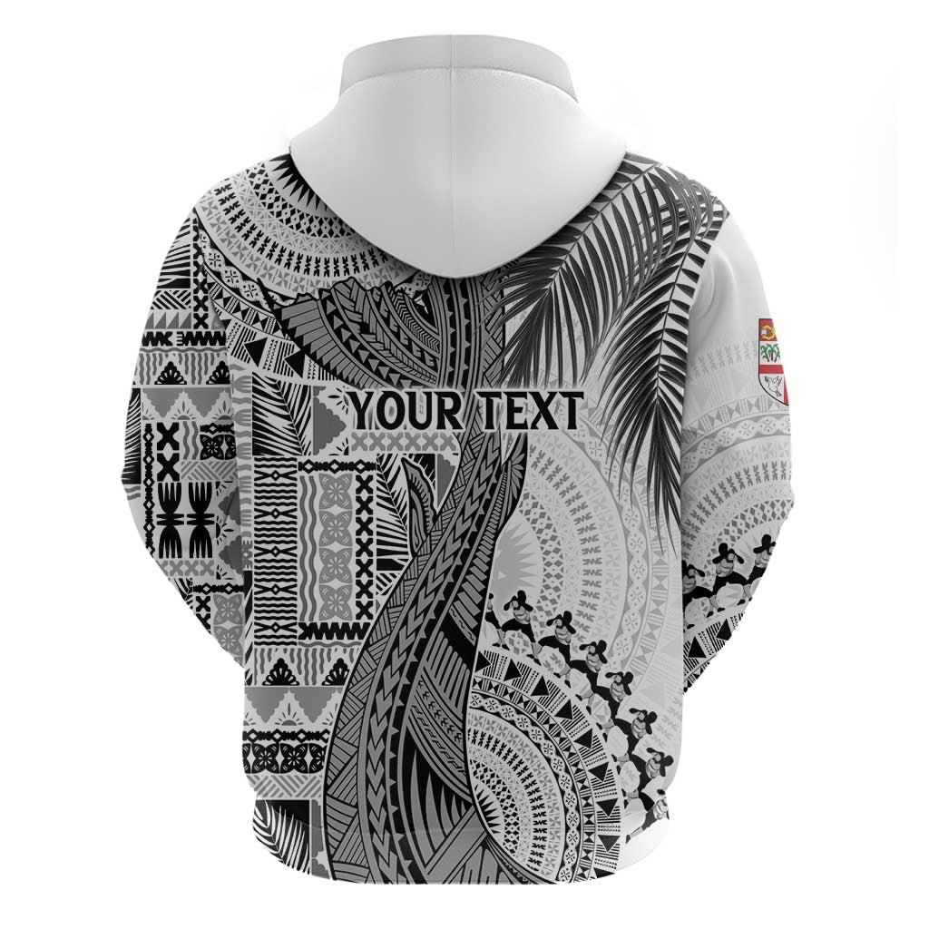Fiji Rugby Personalised Bula Masi Hoodie Fish Tail Kaivity Cibi - White LT7 - Polynesian Pride