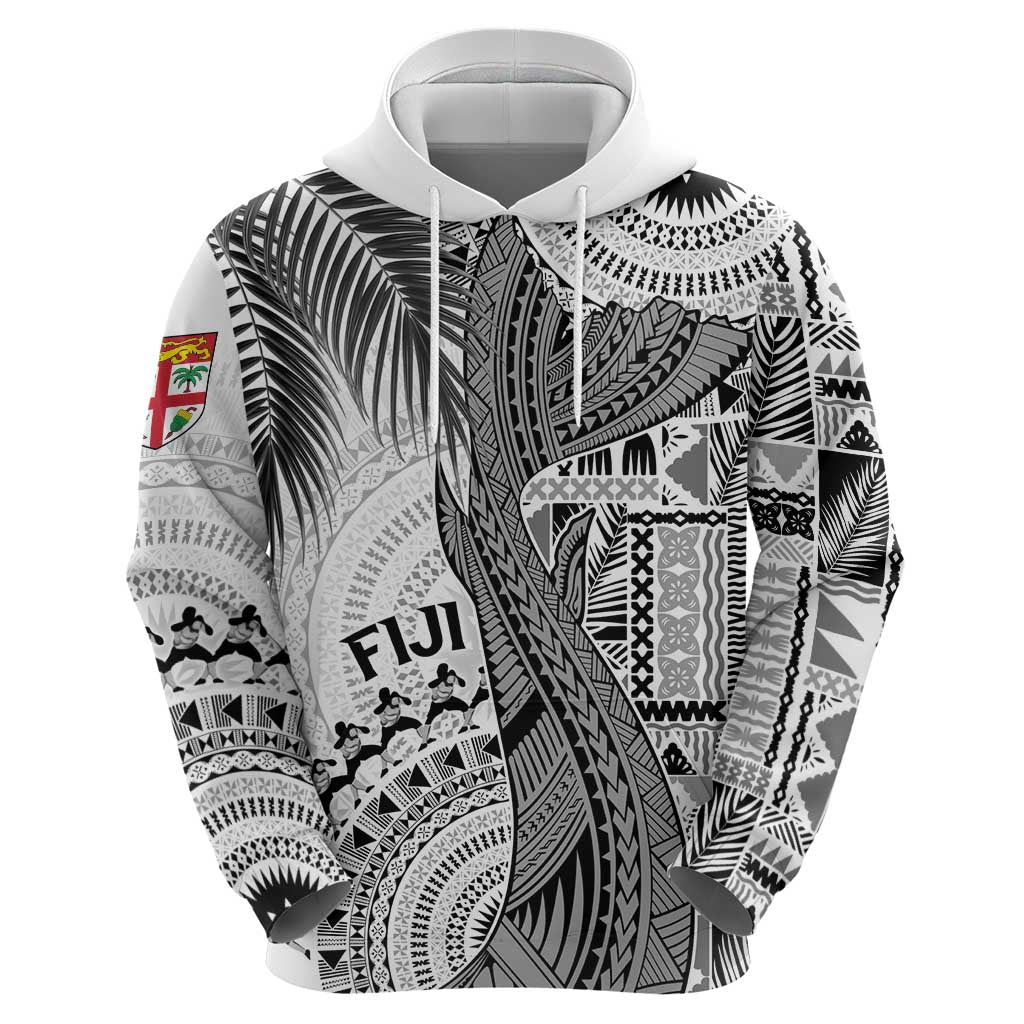Fiji Rugby Personalised Bula Masi Hoodie Fish Tail Kaivity Cibi - White LT7 - Polynesian Pride