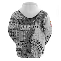 Fiji Rugby Personalised Bula Masi Zip Hoodie Fish Tail Kaivity Cibi - White