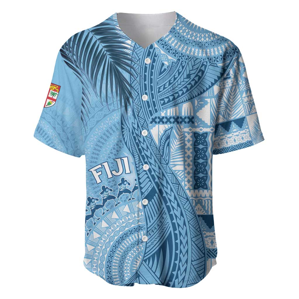 Fiji Rugby Personalised Bula Masi Baseball Jersey Fish Tail Kaivity Cibi - Turquoise LT7 Turquoise - Polynesian Pride