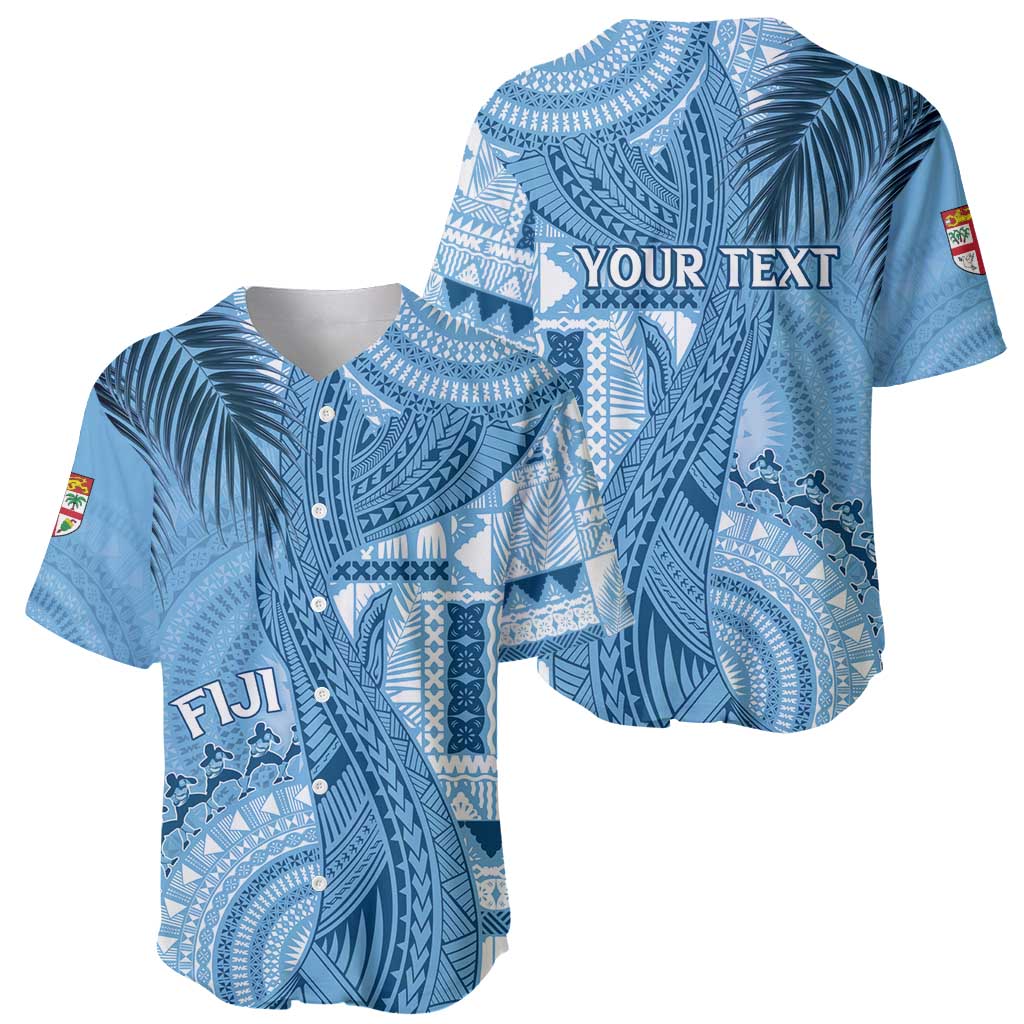 Fiji Rugby Personalised Bula Masi Baseball Jersey Fish Tail Kaivity Cibi - Turquoise LT7 - Polynesian Pride