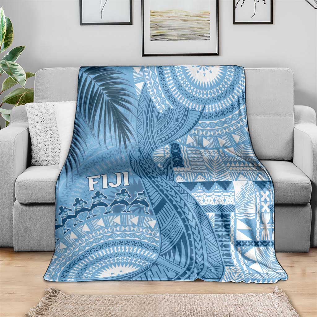 Fiji Rugby Bula Masi Blanket Fish Tail Kaivity Cibi - Turquoise