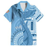 Fiji Rugby Personalised Bula Masi Family Matching Tank Maxi Dress and Hawaiian Shirt Fish Tail Kaivity Cibi - Turquoise LT7 Dad's Shirt - Short Sleeve Turquoise - Polynesian Pride