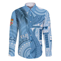 Fiji Rugby Personalised Bula Masi Family Matching Tank Maxi Dress and Hawaiian Shirt Fish Tail Kaivity Cibi - Turquoise LT7 Dad's Shirt - Long Sleeve Turquoise - Polynesian Pride