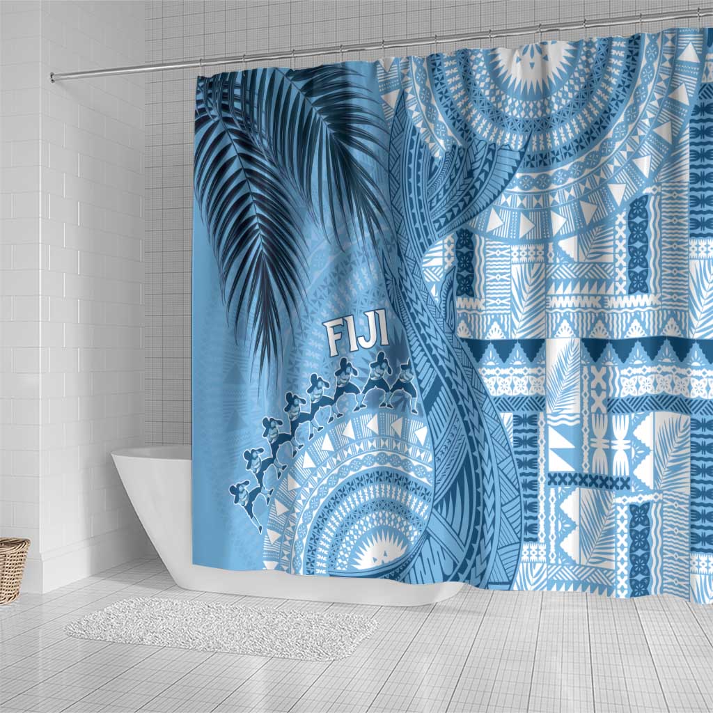 Fiji Rugby Bula Masi Shower Curtain Fish Tail Kaivity Cibi - Turquoise