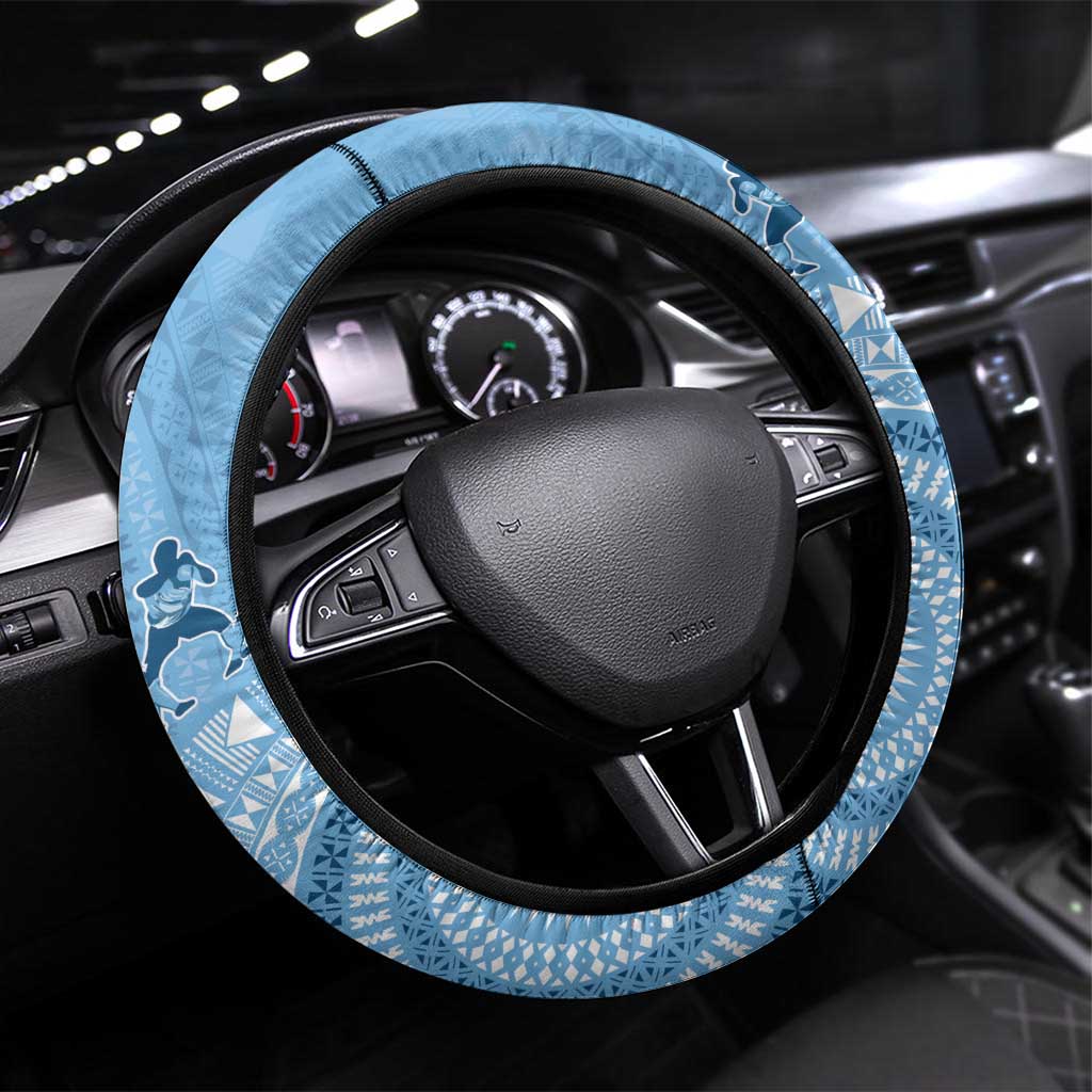 Fiji Rugby Bula Masi Steering Wheel Cover Fish Tail Kaivity Cibi - Turquoise LT7 Universal Fit Turquoise - Polynesian Pride