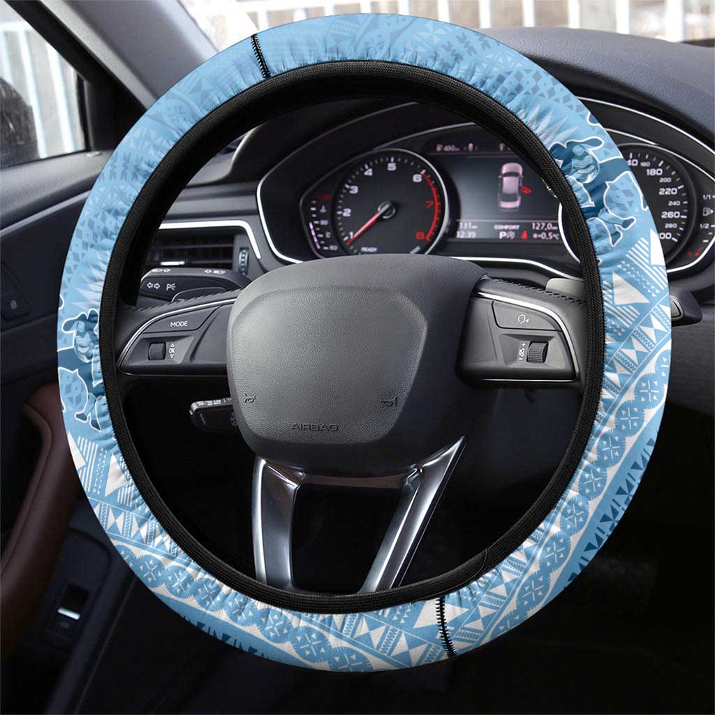 Fiji Rugby Bula Masi Steering Wheel Cover Fish Tail Kaivity Cibi - Turquoise LT7 - Polynesian Pride