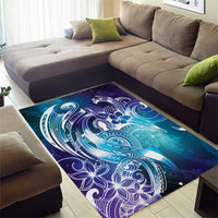 Aloha Hawaii Turtle Area Rug Teal Purple Ribbon - Polynesian Pride