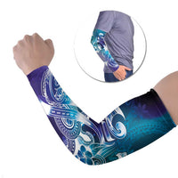 Aloha Hawaii Turtle Arm Sleeves Teal Purple Ribbon - Polynesian Pride