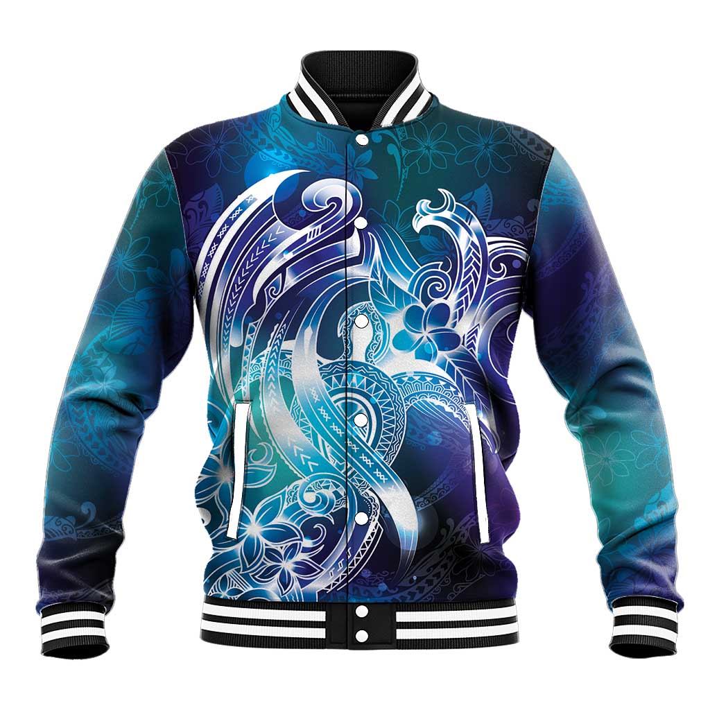 Aloha Hawaii Turtle Baseball Jacket Teal Purple Ribbon - Polynesian Pride