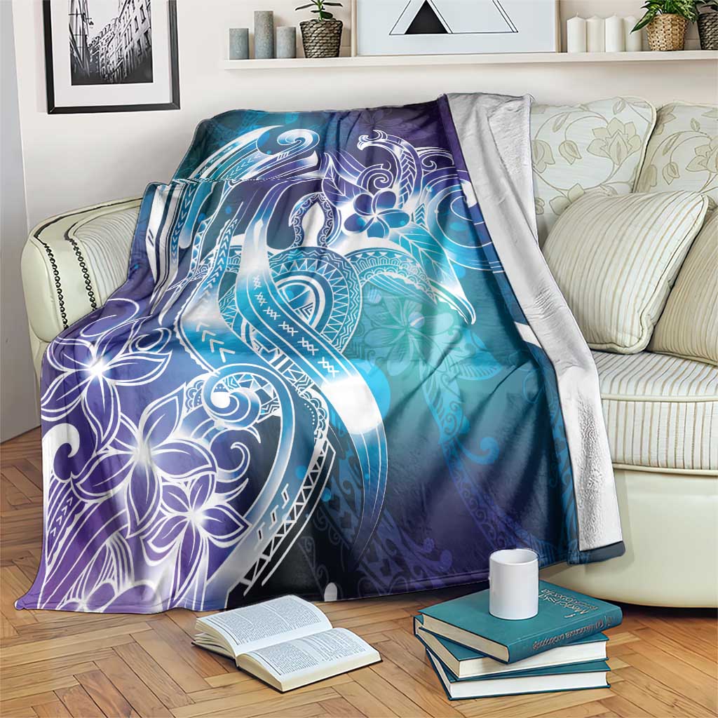 Aloha Hawaii Turtle Blanket Teal Purple Ribbon LT7 Purple Teal - Polynesian Pride