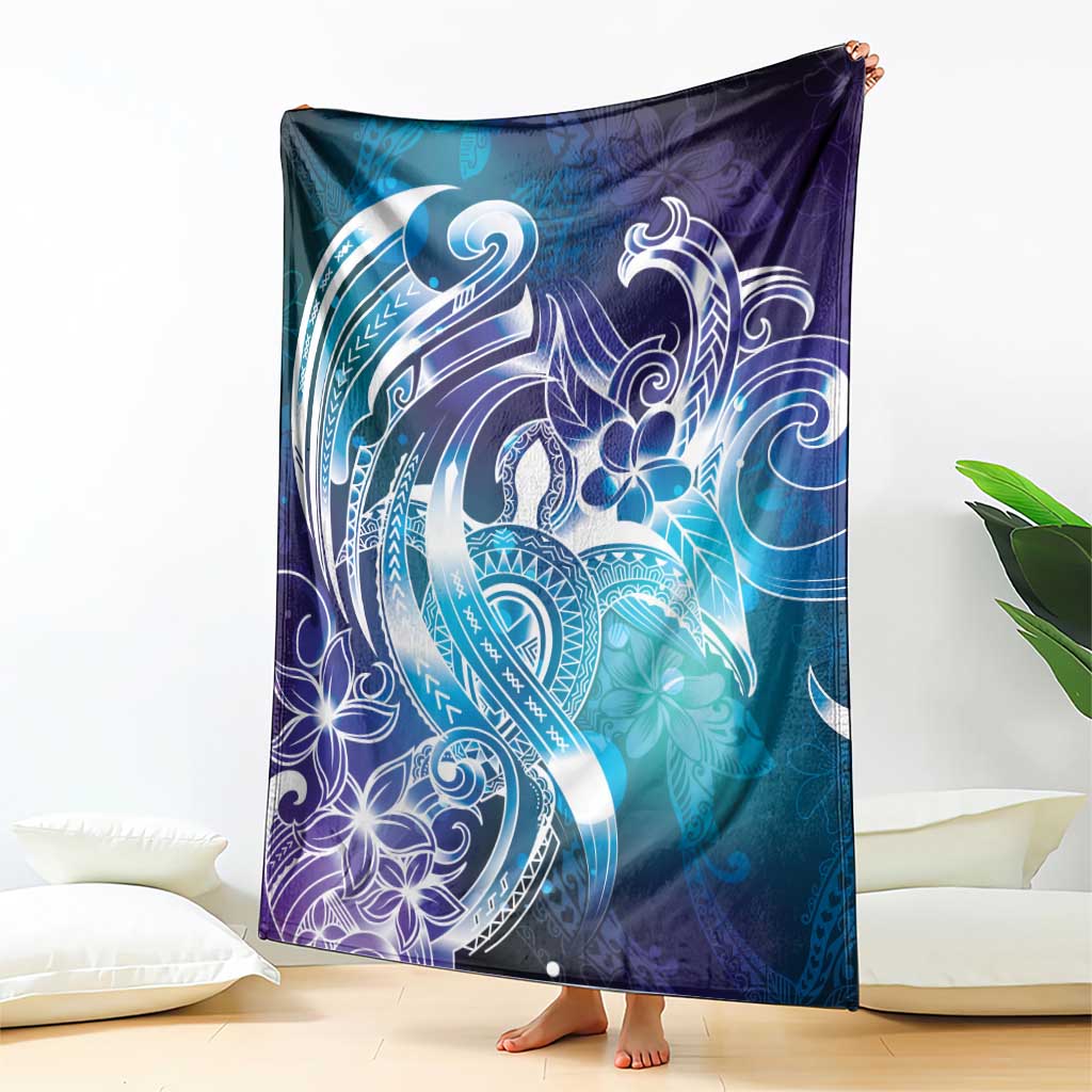 Aloha Hawaii Turtle Blanket Teal Purple Ribbon - Polynesian Pride