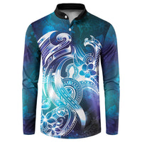 Aloha Hawaii Turtle Button Sweatshirt Teal Purple Ribbon - Polynesian Pride