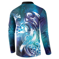 Aloha Hawaii Turtle Button Sweatshirt Teal Purple Ribbon - Polynesian Pride