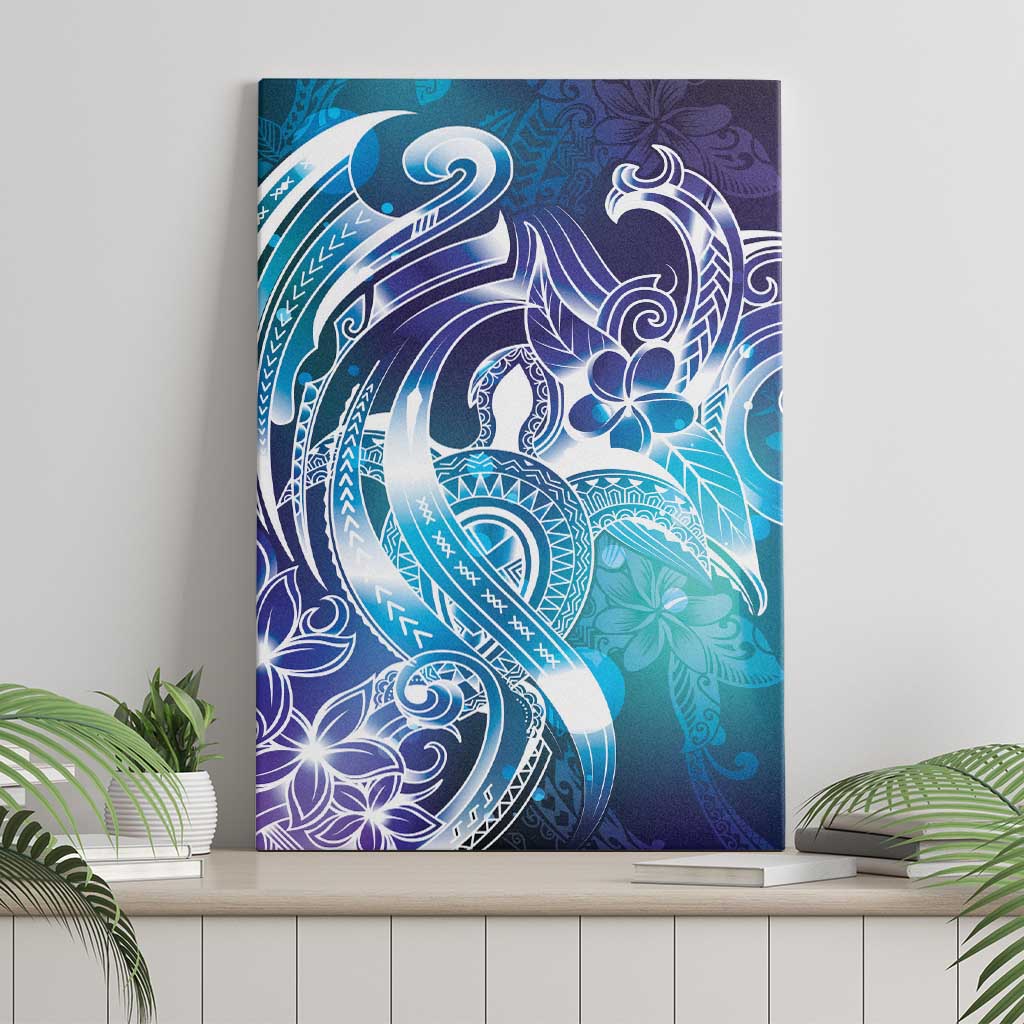 Aloha Hawaii Turtle Canvas Wall Art Teal Purple Ribbon - Polynesian Pride