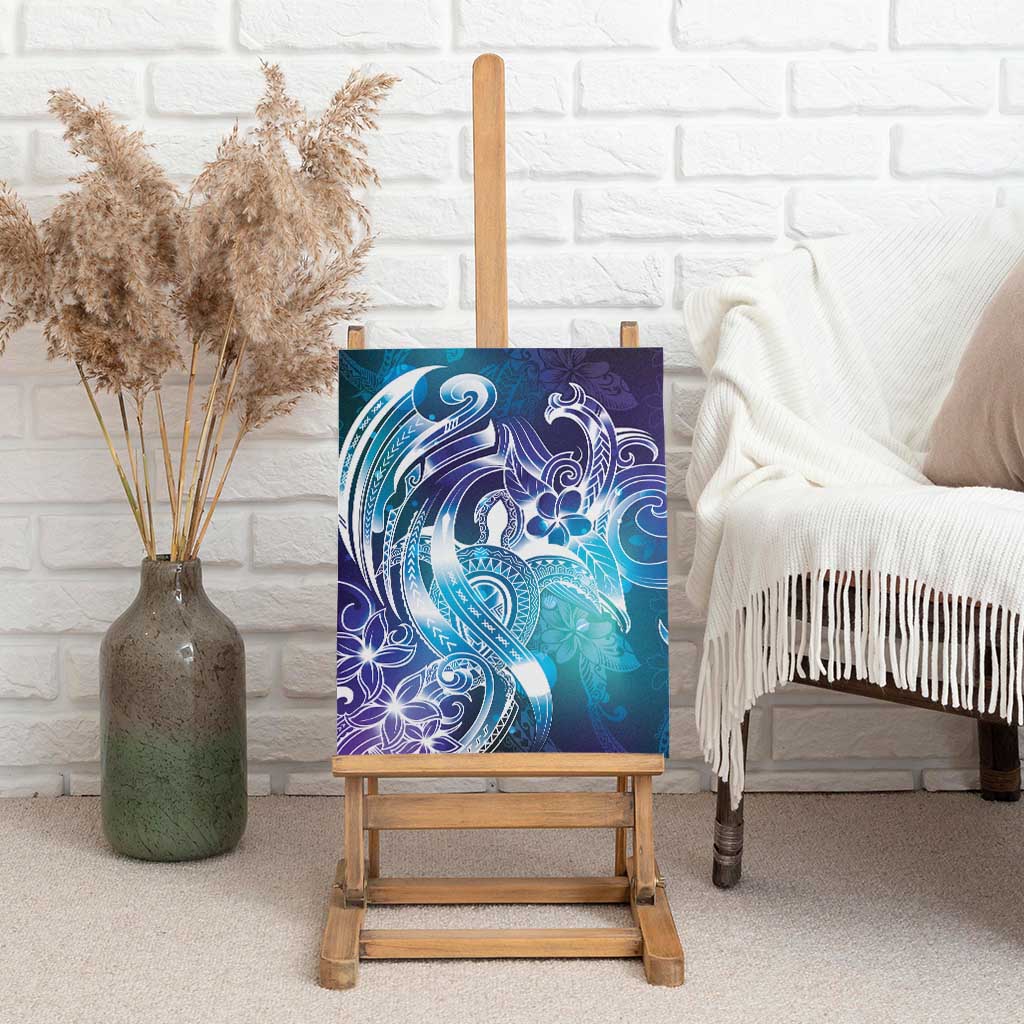 Aloha Hawaii Turtle Canvas Wall Art Teal Purple Ribbon - Polynesian Pride