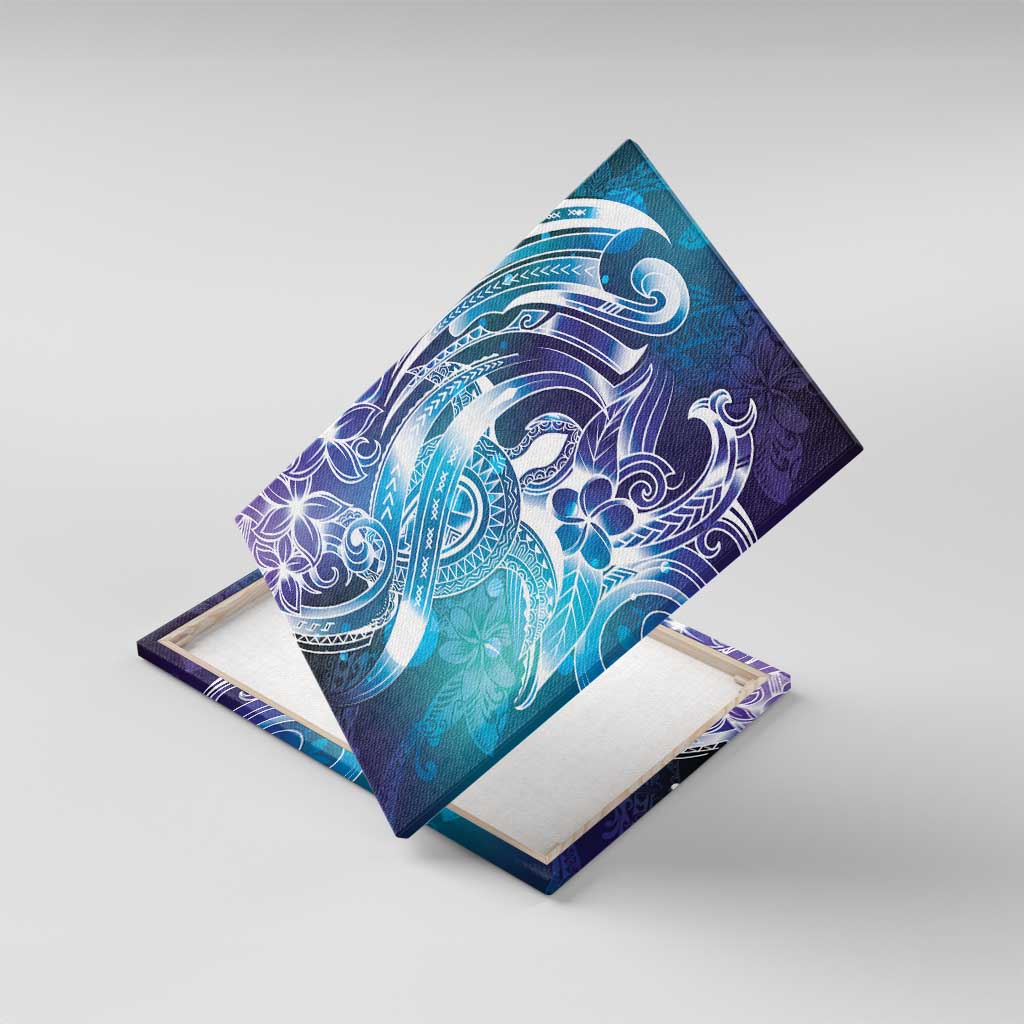 Aloha Hawaii Turtle Canvas Wall Art Teal Purple Ribbon - Polynesian Pride