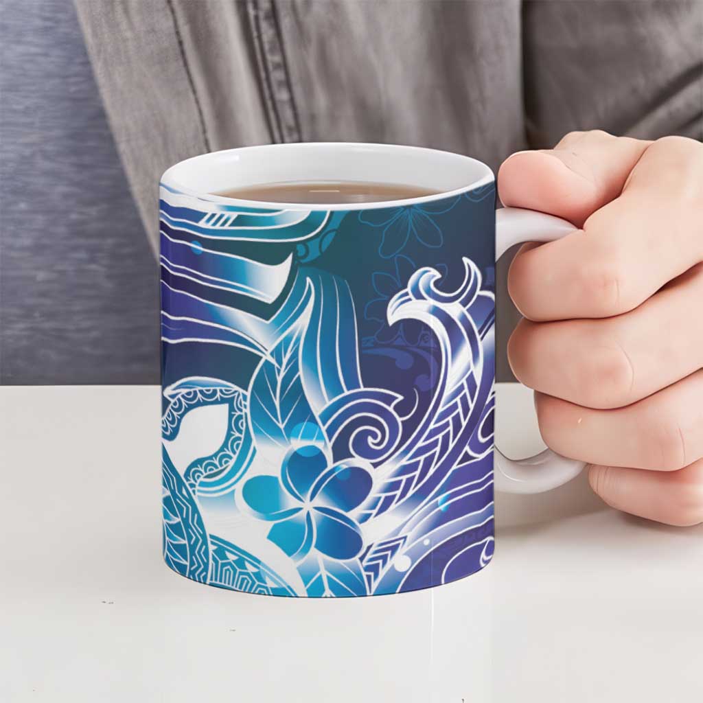 Aloha Hawaii Turtle Ceramic Mug Teal Purple Ribbon - Polynesian Pride