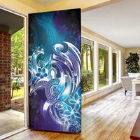 Aloha Hawaii Turtle Door Cover Teal Purple Ribbon - Polynesian Pride