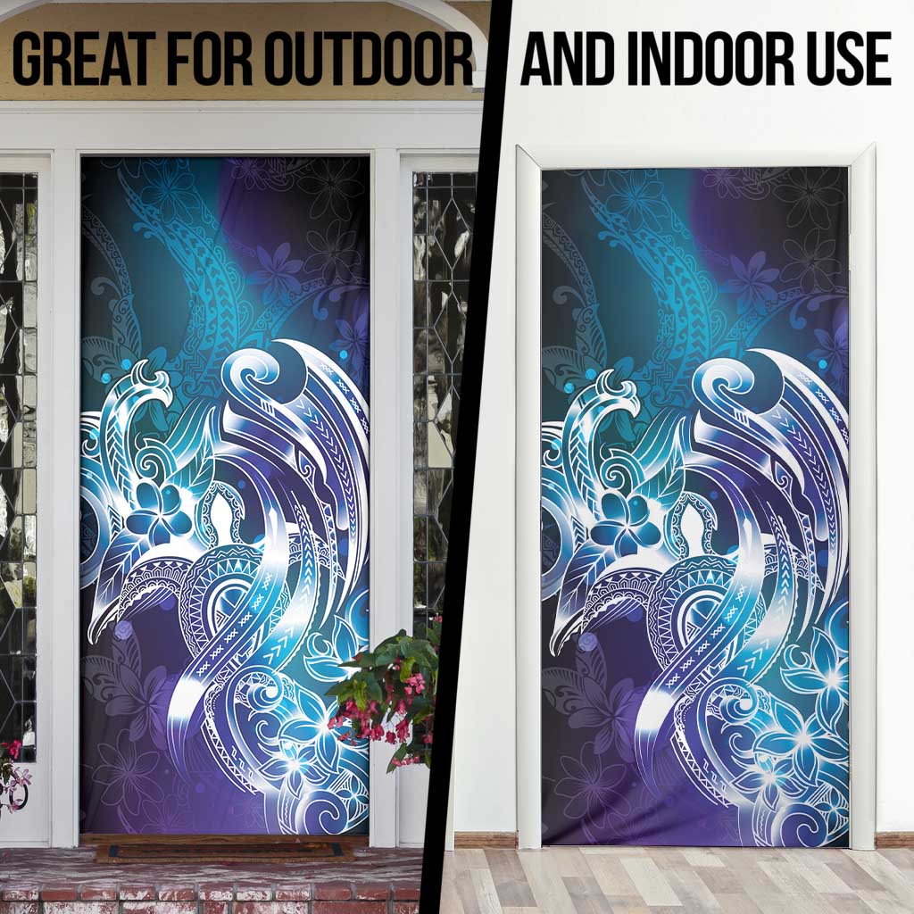 Aloha Hawaii Turtle Door Cover Teal Purple Ribbon - Polynesian Pride