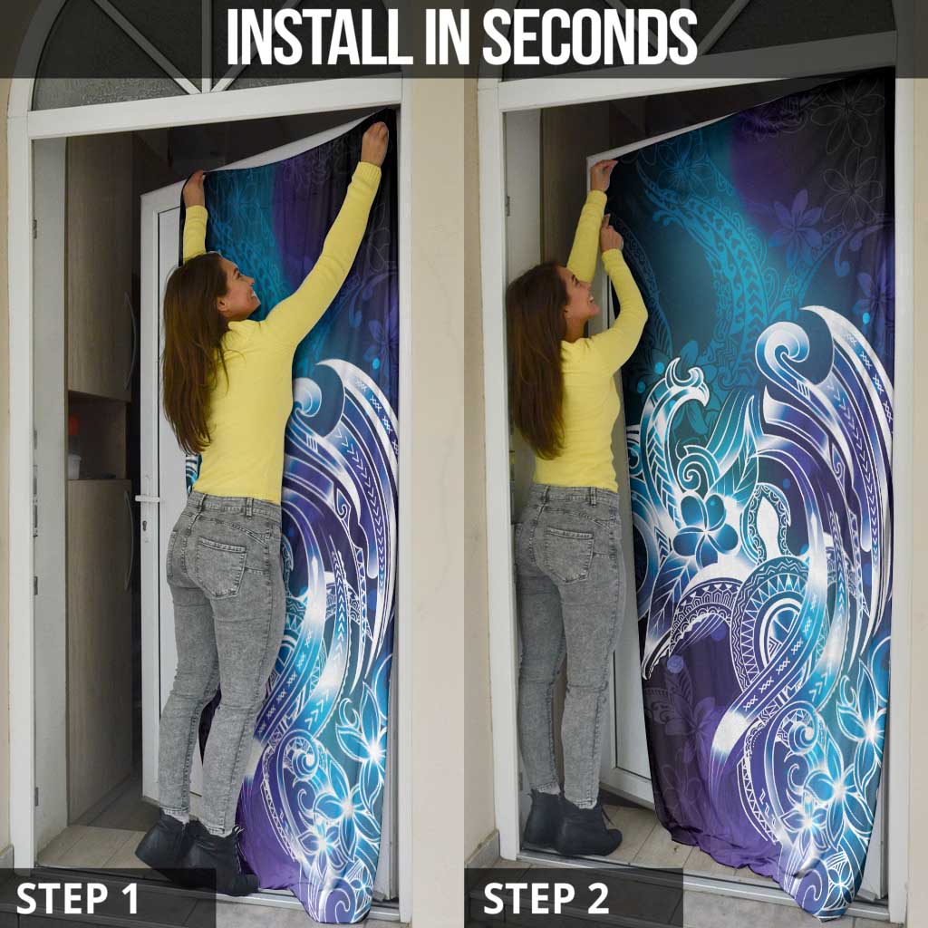 Aloha Hawaii Turtle Door Cover Teal Purple Ribbon - Polynesian Pride