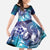 Aloha Hawaii Turtle Family Matching Off The Shoulder Long Sleeve Dress and Hawaiian Shirt Teal Purple Ribbon - Polynesian Pride