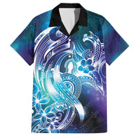 Aloha Hawaii Turtle Family Matching Off The Shoulder Long Sleeve Dress and Hawaiian Shirt Teal Purple Ribbon - Polynesian Pride