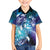 Aloha Hawaii Turtle Family Matching Off The Shoulder Long Sleeve Dress and Hawaiian Shirt Teal Purple Ribbon - Polynesian Pride