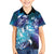 Aloha Hawaii Turtle Family Matching Off Shoulder Short Dress and Hawaiian Shirt Teal Purple Ribbon - Polynesian Pride