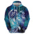 Aloha Hawaii Turtle Hoodie Teal Purple Ribbon - Polynesian Pride