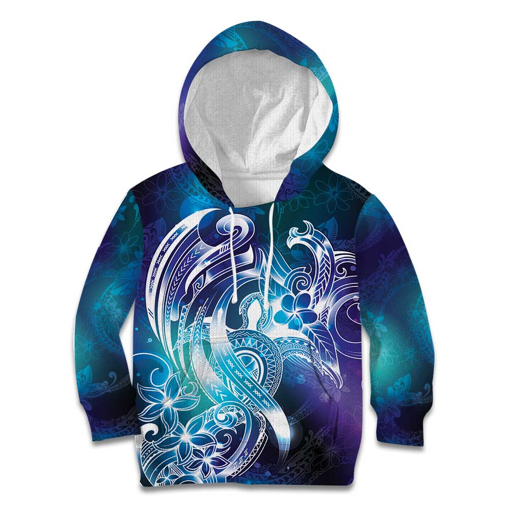 Aloha Hawaii Turtle Kid Hoodie Teal Purple Ribbon - Polynesian Pride